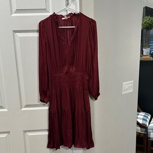 Elegant Long Sleeve Burgundy Dress